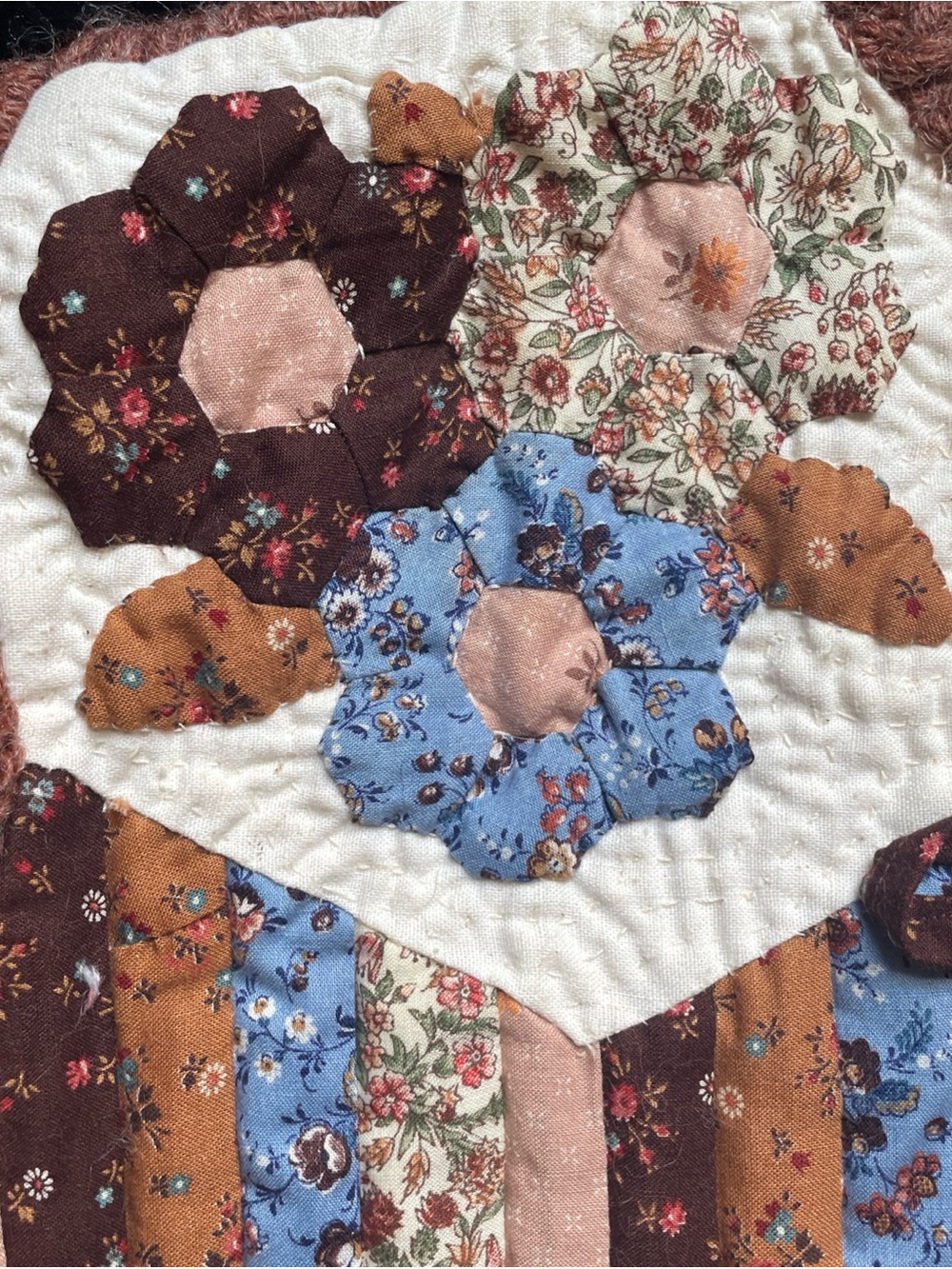 Vintage hand knit hand quilted floral boho festival cardigan sweater - Picture 2 of 9